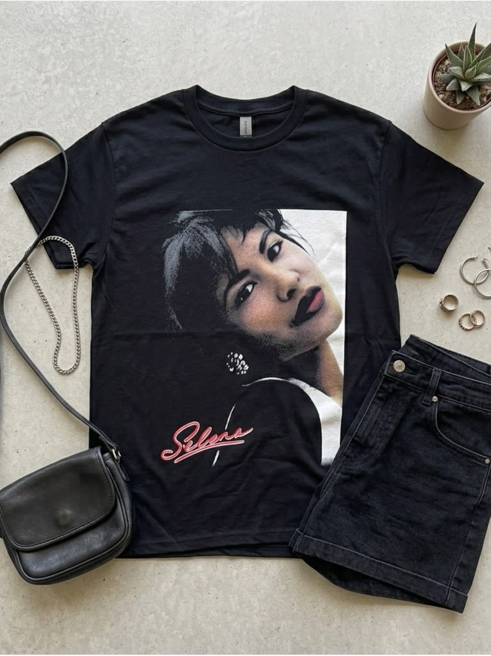 Selena Graphic Tee Black Short Sleeve T-Shirt New Unisex Concert Style Top